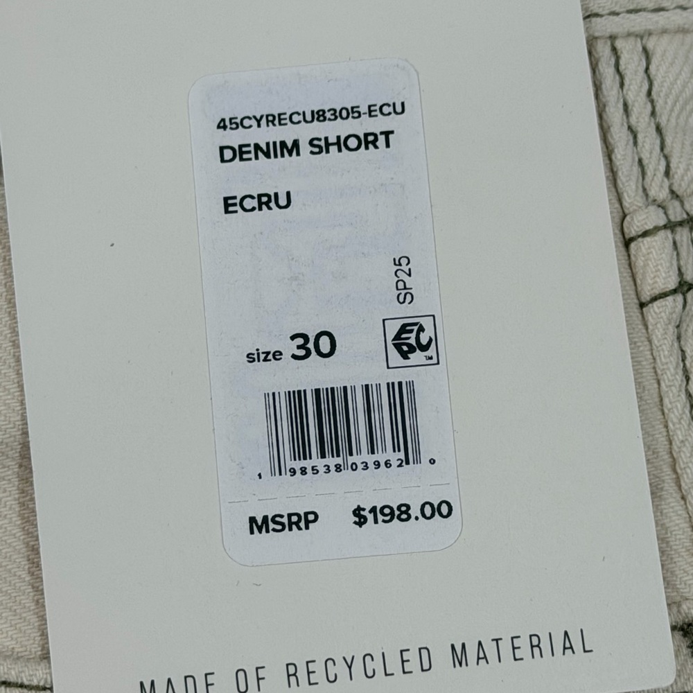Joes Men’s Raw Hem Drawstring Waist Denim Shorts, Ecru, Size 30, NWT MSRP $198 - Picture 6 of 9